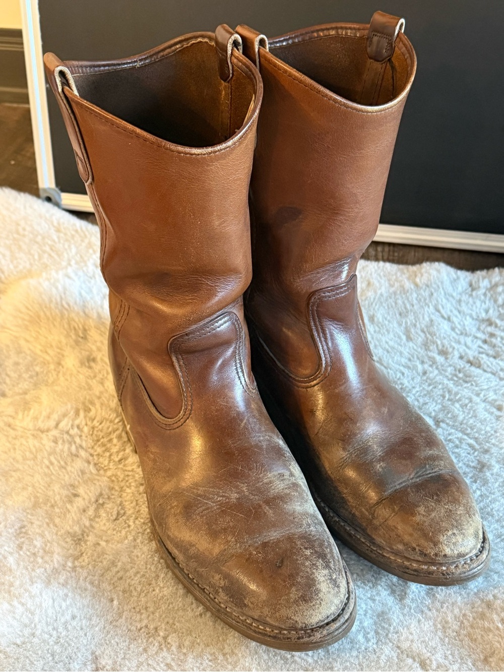 Red Wing Shoes Brown Leather Cowboy Pull-On Boots